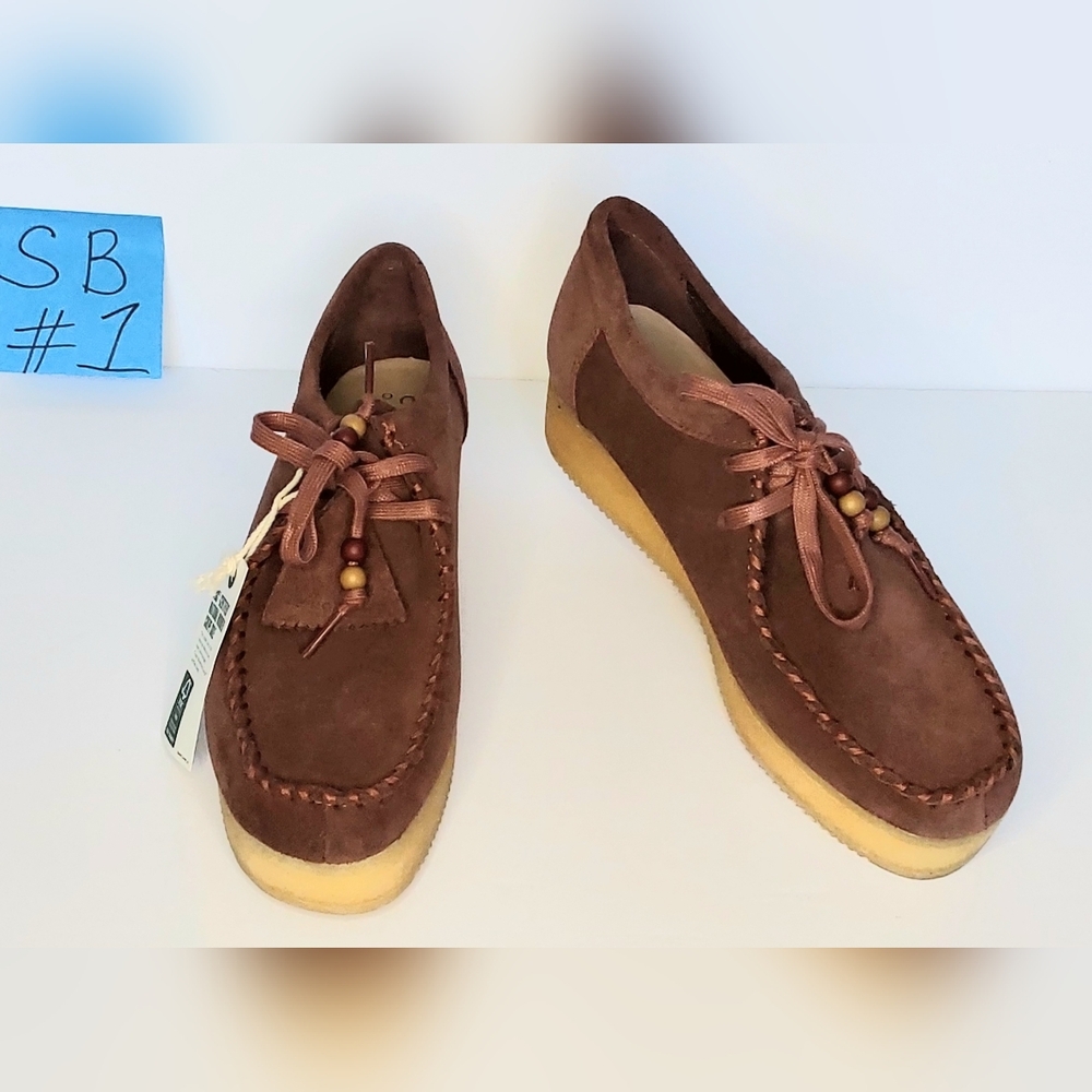 Clarks Womens Wallacraft Lo Moccasin Burgundy Suede 9.5 M  NWOB